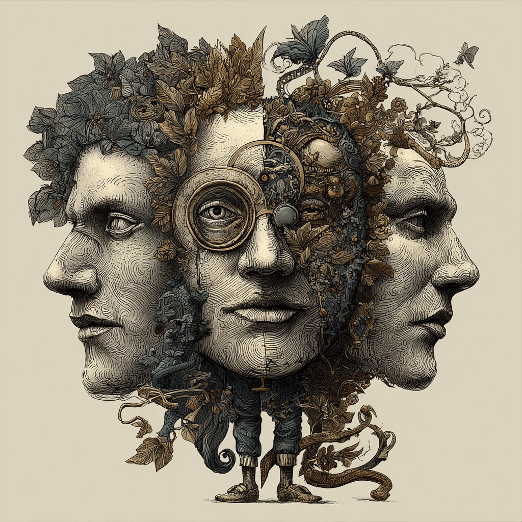 Four merged faces forming a single composite portrait, representing the four quotients — IQ, EQ, AQ, and CQ