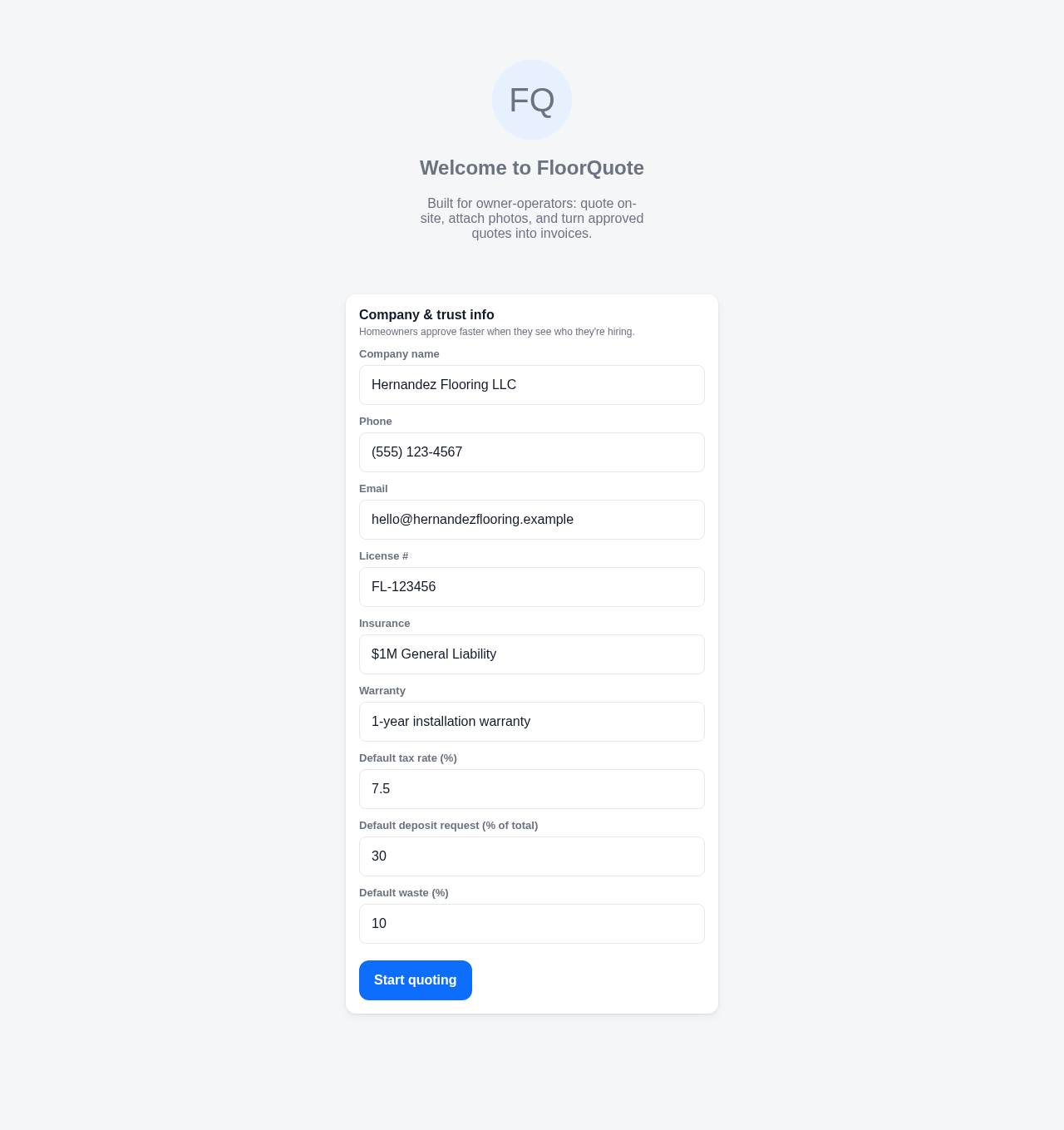 tight onboarding, company and trust info